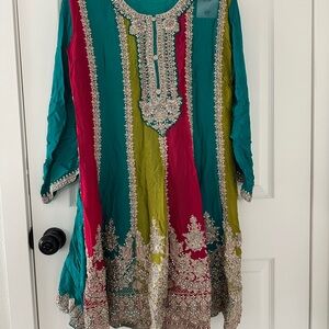 Multicolor Embellished Desi Suit Gharara Pants